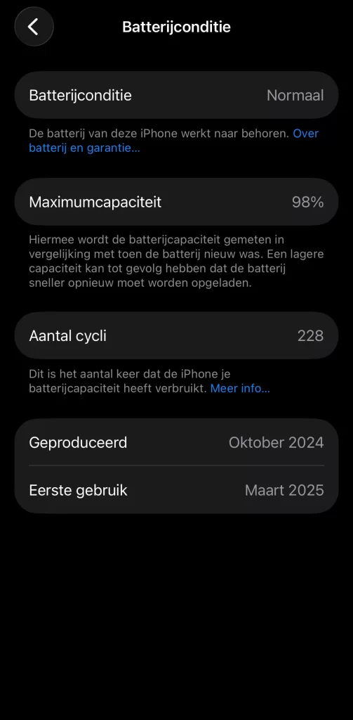 Batterijconditie controleren iPhone