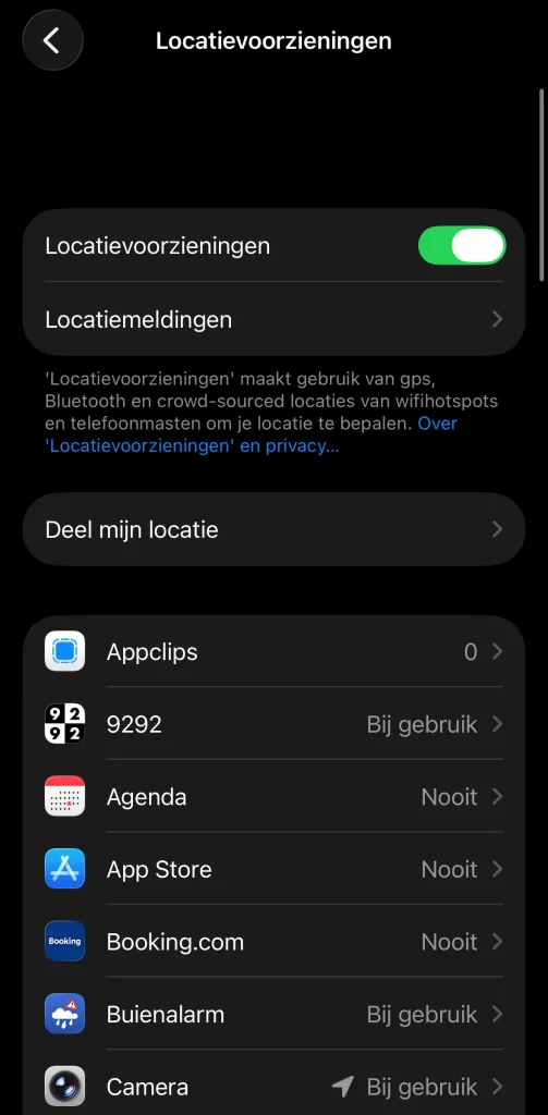 Locatievoorzieningen uitschakelen iPhone