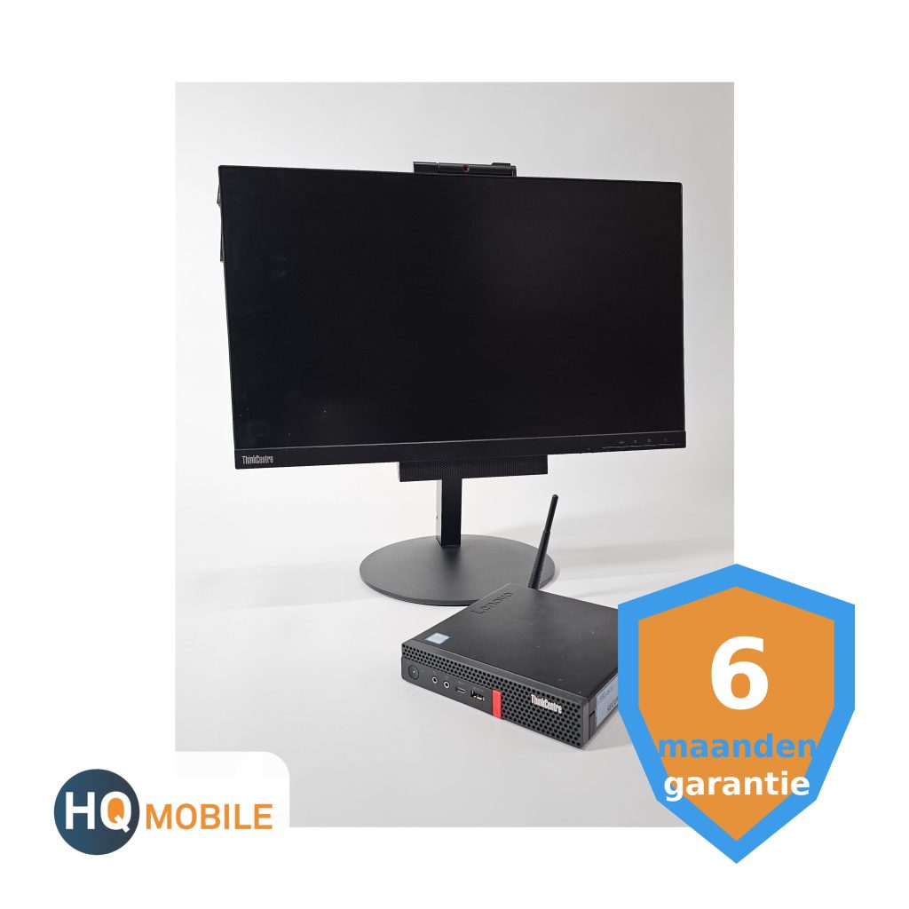 lenovo thinkcentre m720q tiny + tio 24 gen 5 | i5 8400t vooraanzicht
